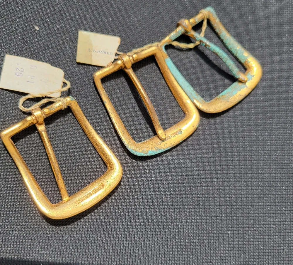 Bronze Buckle Trio ~ L.S. Ayres & Co.  Vintage  Antique? ~ Original Tag ~ *NOTE - Picture 14 of 16